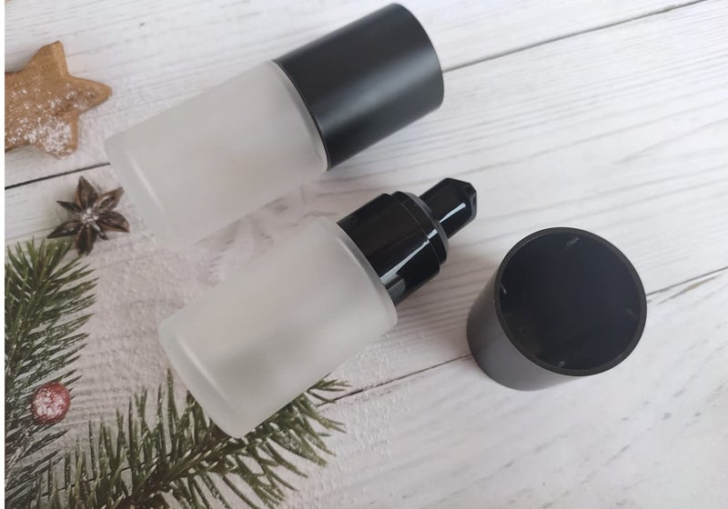 Honkenda 30ml 1OZ Frosted Glass Pump Bottles with Press Pump, Travel Size Refillable Empty Liquid Foundation Container Dispenser Storage Bottles for Cosmetic Lotion Essence Emulsion Sample (2 Pack) - Image 5